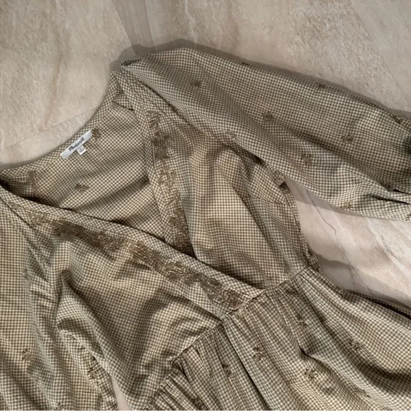 Madewell Marianna Puff-Sleeve Midi Dress in Welsh Blossoms embroidered wrap S - Picture 7 of 8